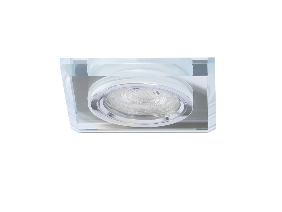 Ss-22 Ch/Tr+Wh Gu10 50W+Led Smd 2 1W Biały 230V Chrom Oczko Sufitowe Lampa Sufitowa. Strop. Stała Kwadratowa Szkło Transparentne Candellux
