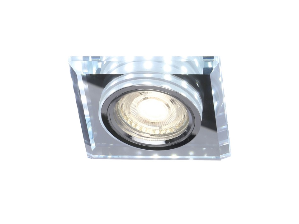 Ss-22 Ch/Tr+Wh Gu10 50W+Led Smd 2 1W Biały 230V Chrom Oczko Sufitowe Lampa Sufitowa. Strop. Stała Kwadratowa Szkło Transparentne Candellux