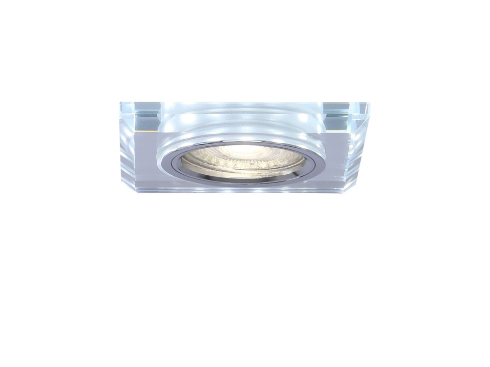 Ss-22 Ch/Tr+Wh Gu10 50W+Led Smd 2 1W Biały 230V Chrom Oczko Sufitowe Lampa Sufitowa. Strop. Stała Kwadratowa Szkło Transparentne Candellux