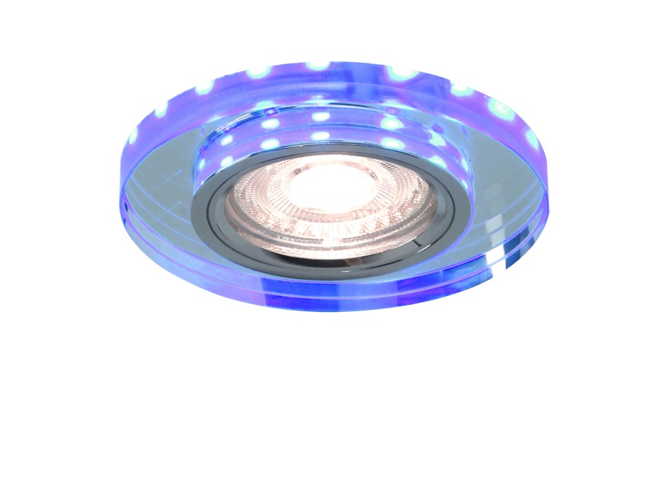 Ss-23 Ch/Tr+Bl Gu10 50W+Led Smd 230V Niebieski 2 1W Chrom Oczko Sufitowe Lampa Sufitowa Stała Okrągła Szkło Transparentne Candellux