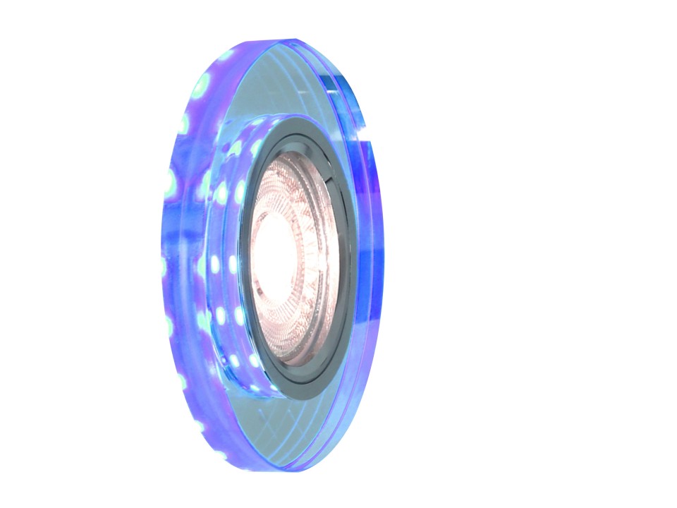 Ss-23 Ch/Tr+Bl Gu10 50W+Led Smd 230V Niebieski 2 1W Chrom Oczko Sufitowe Lampa Sufitowa Stała Okrągła Szkło Transparentne Candellux