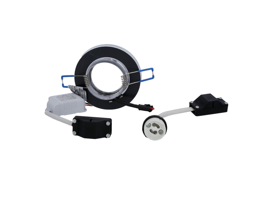Ss-23 Ch/Tr+Bl Gu10 50W+Led Smd 230V Niebieski 2 1W Chrom Oczko Sufitowe Lampa Sufitowa Stała Okrągła Szkło Transparentne Candellux