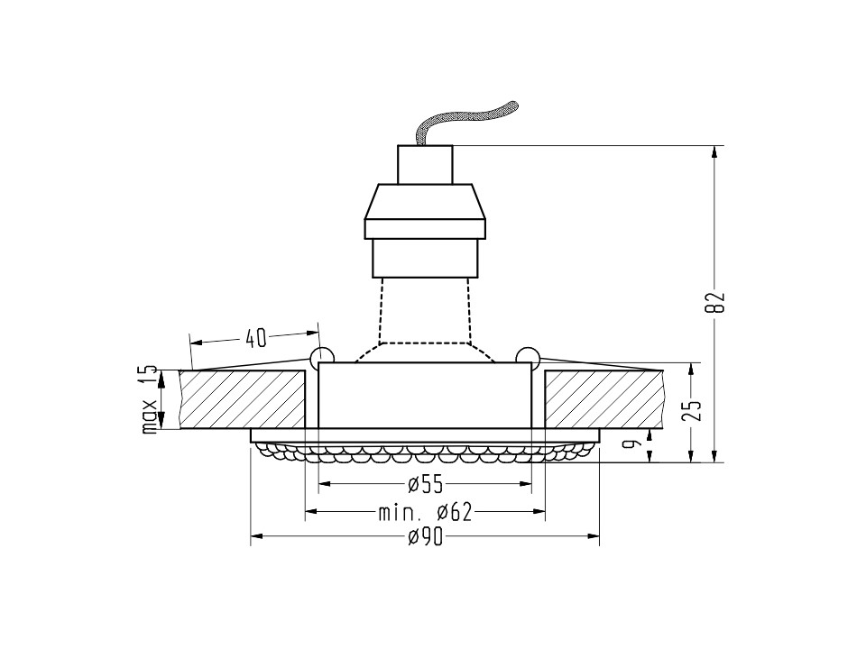 Soc-02 Ch Gu10 50W 230V Opr.strop.stała Okrągła Odlew Candellux