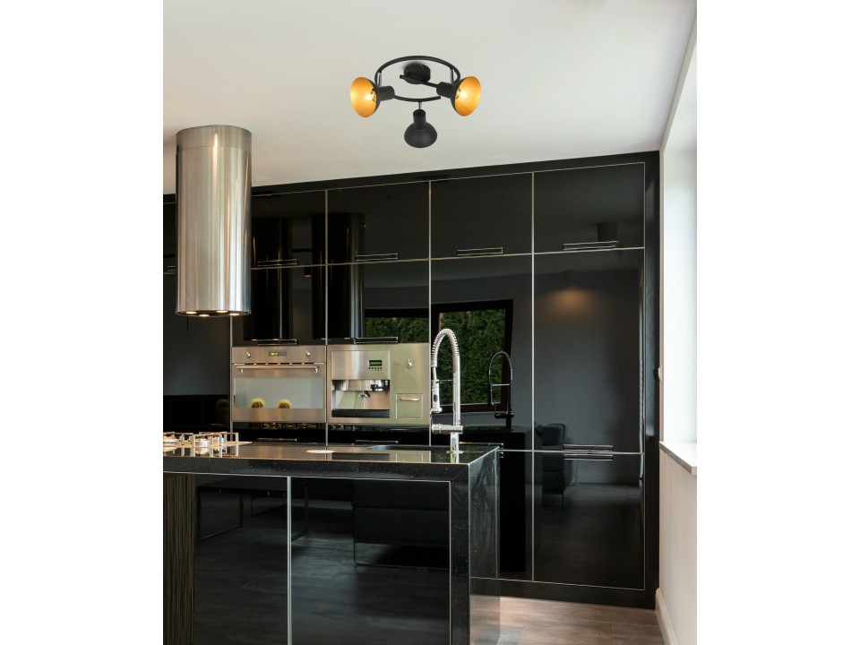 Diso Lampa Sufitowa Spirala 3X40W E27 Czarny+Zloto Candellux