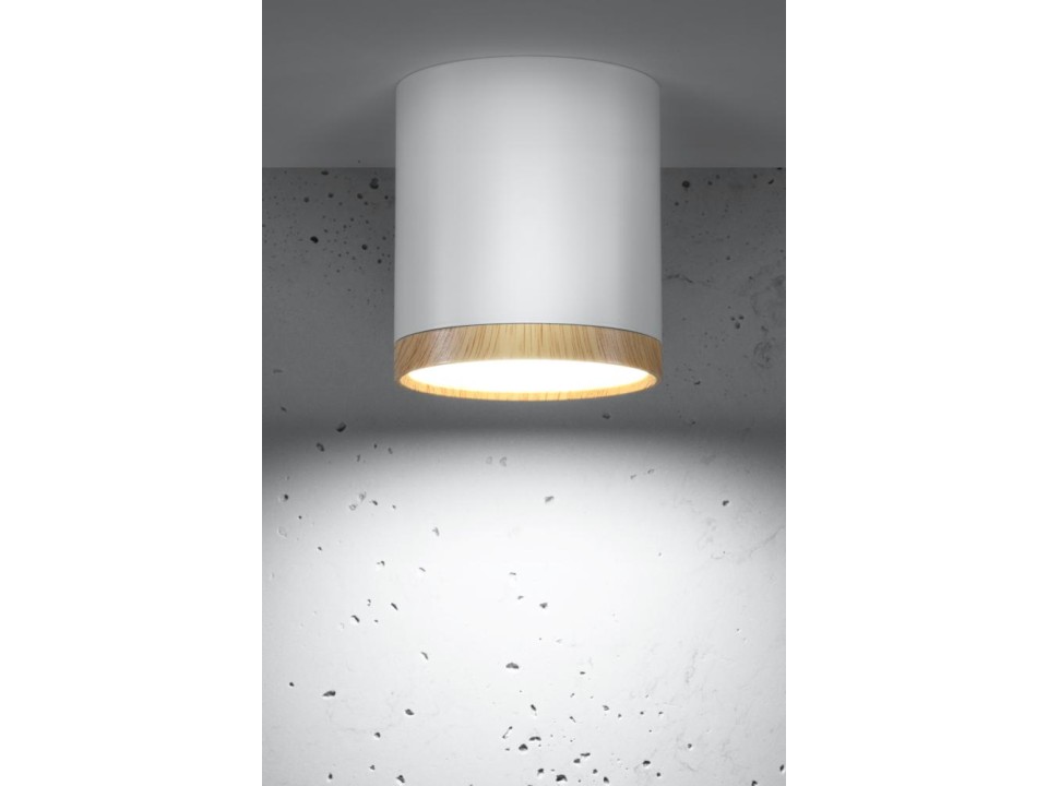 Lampa Sufitowa Tuba 5W Led 4000K Drewniany+Biały Śr. 6,8 Cm Candellux