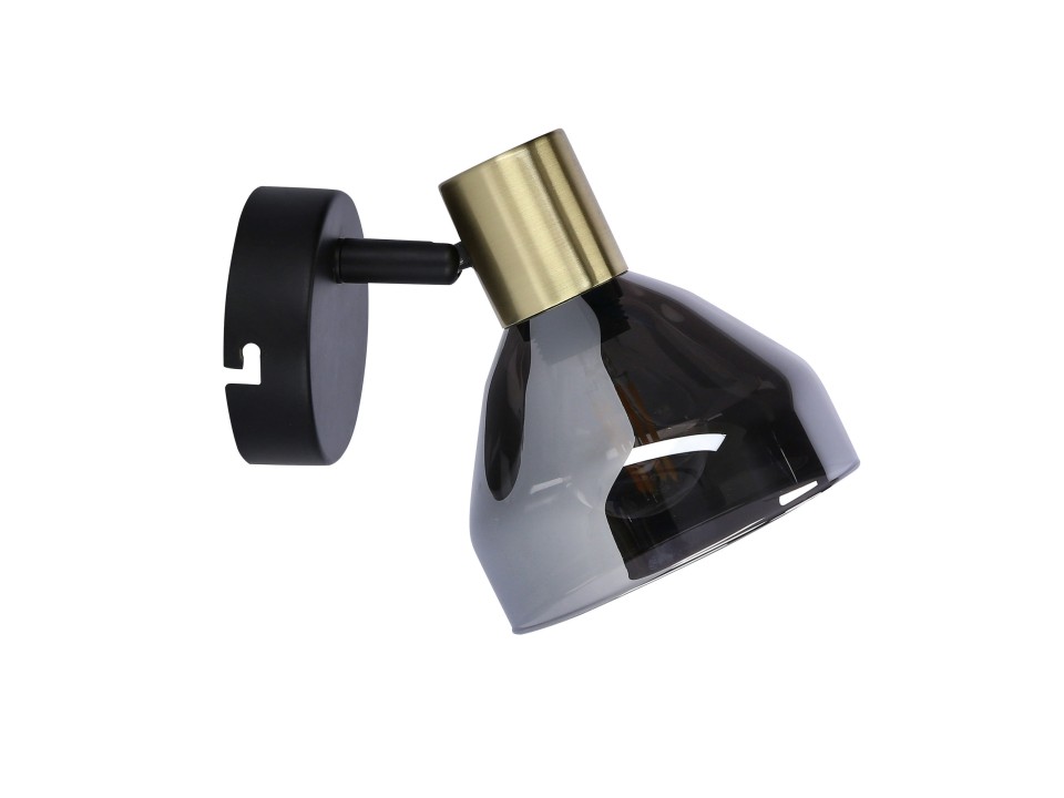 Lampa Gregory Kinkiet Czarny Brąz 1X40W E14 Klosz Dymiony Candellux