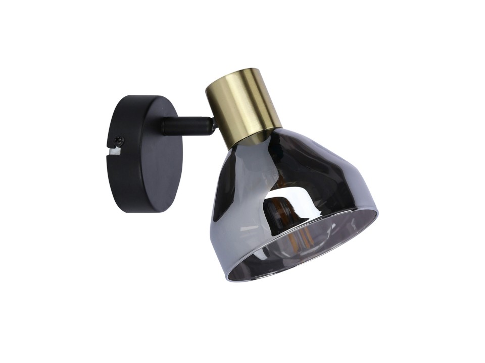 Lampa Gregory Kinkiet Czarny Brąz 1X40W E14 Klosz Dymiony Candellux