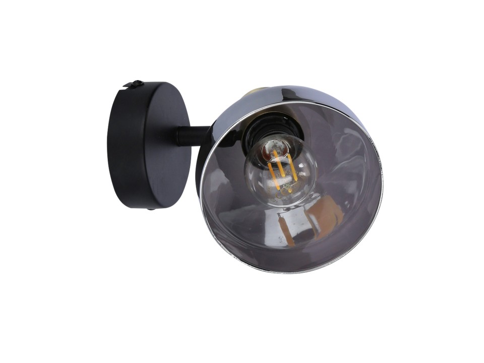 Lampa Gregory Kinkiet Czarny Brąz 1X40W E14 Klosz Dymiony Candellux