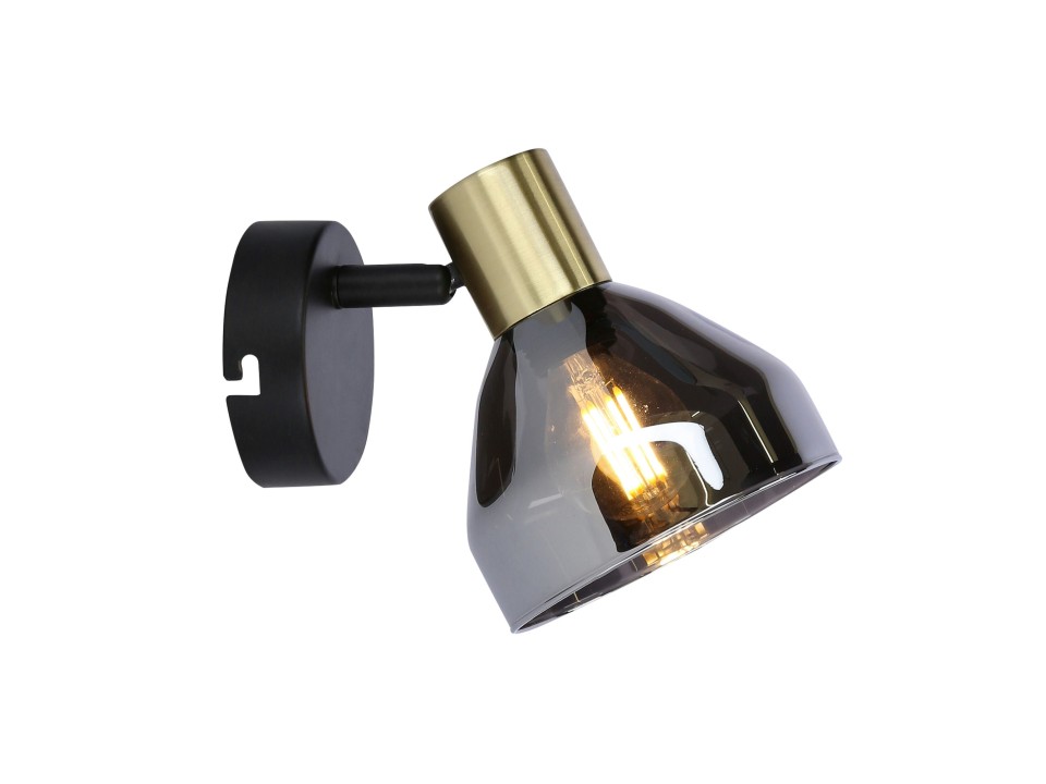 Lampa Gregory Kinkiet Czarny Brąz 1X40W E14 Klosz Dymiony Candellux