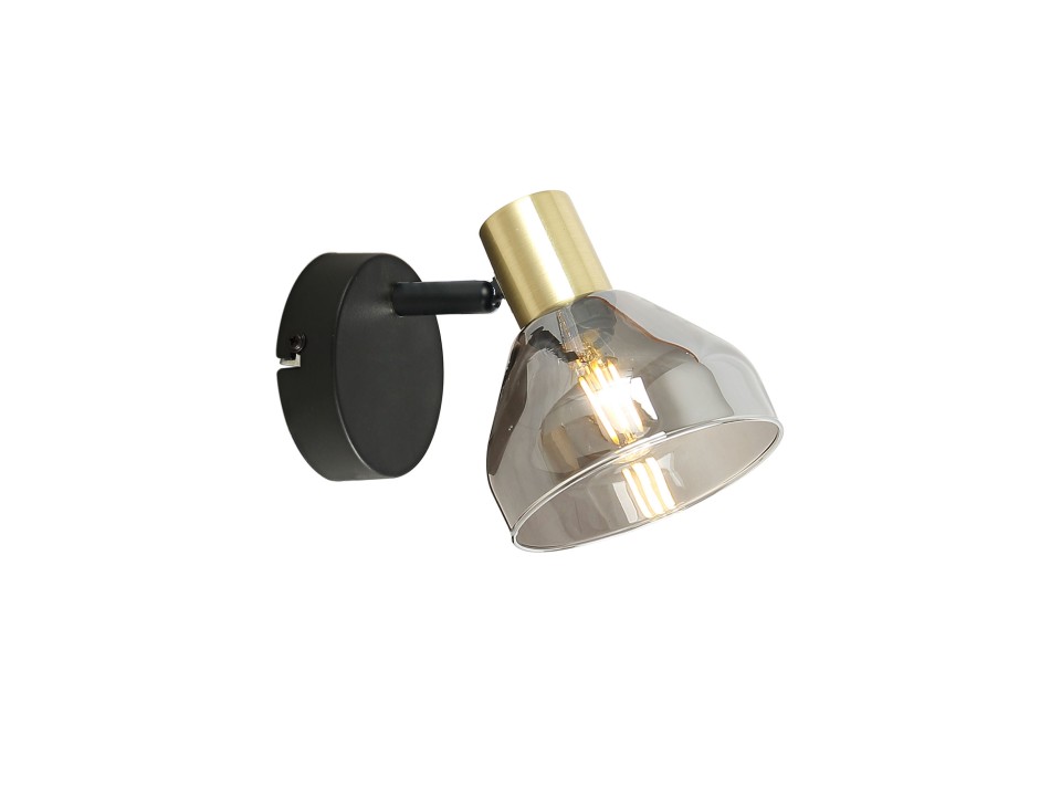 Lampa Gregory Kinkiet Czarny Brąz 1X40W E14 Klosz Dymiony Candellux