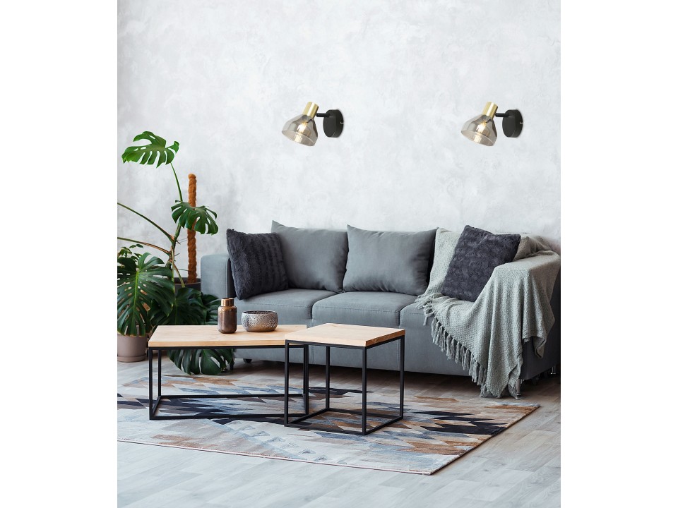 Lampa Gregory Kinkiet Czarny Brąz 1X40W E14 Klosz Dymiony Candellux