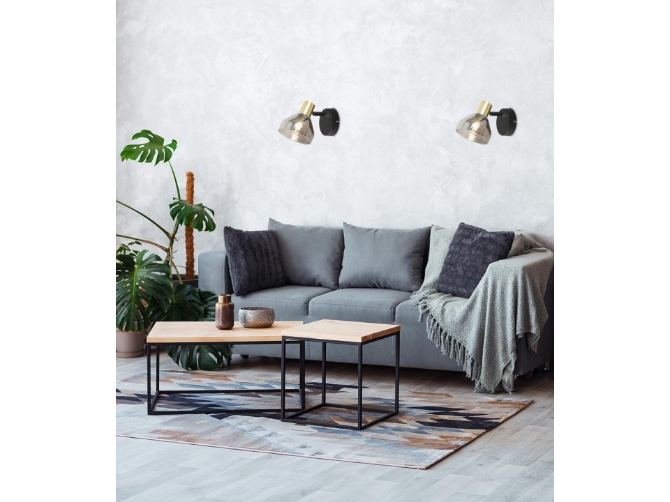 Lampa Gregory Kinkiet Czarny Brąz 1X40W E14 Klosz Dymiony Candellux