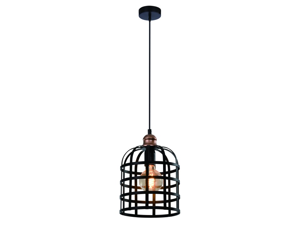 Soleto Lampa Wisząca Miedziany 1X40W E27 Klosz Czarny Candellux