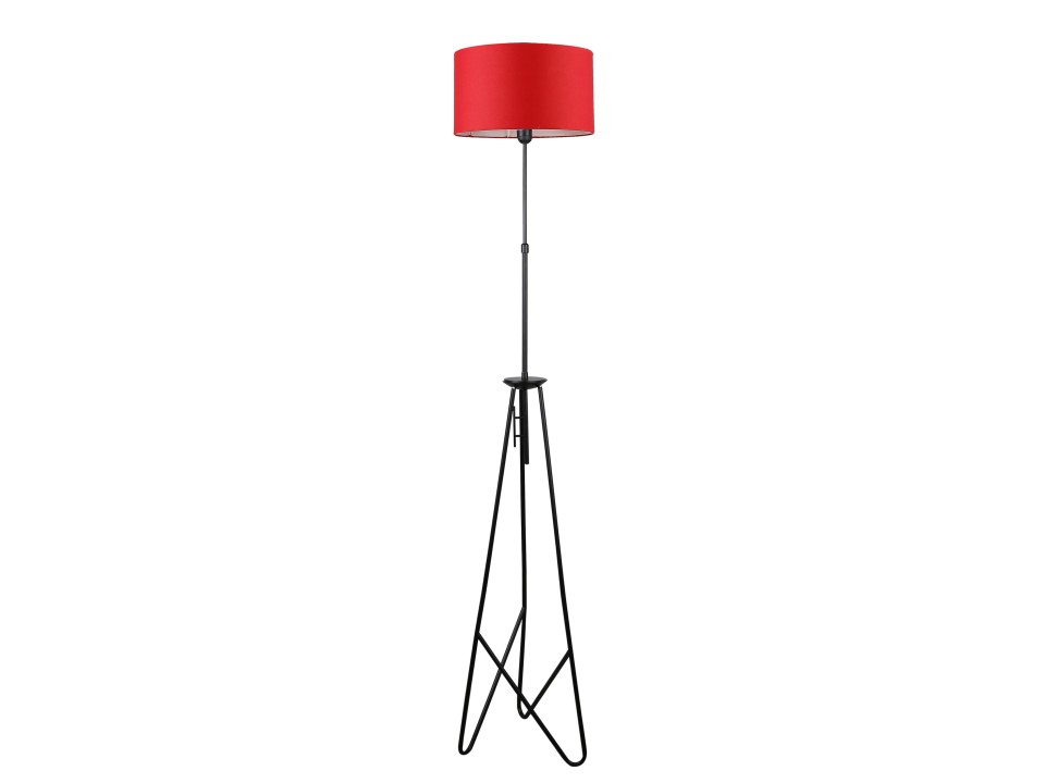 Float Lampa Podłogowa Czarna 1X60W E27 Abażur Czerwony Candellux