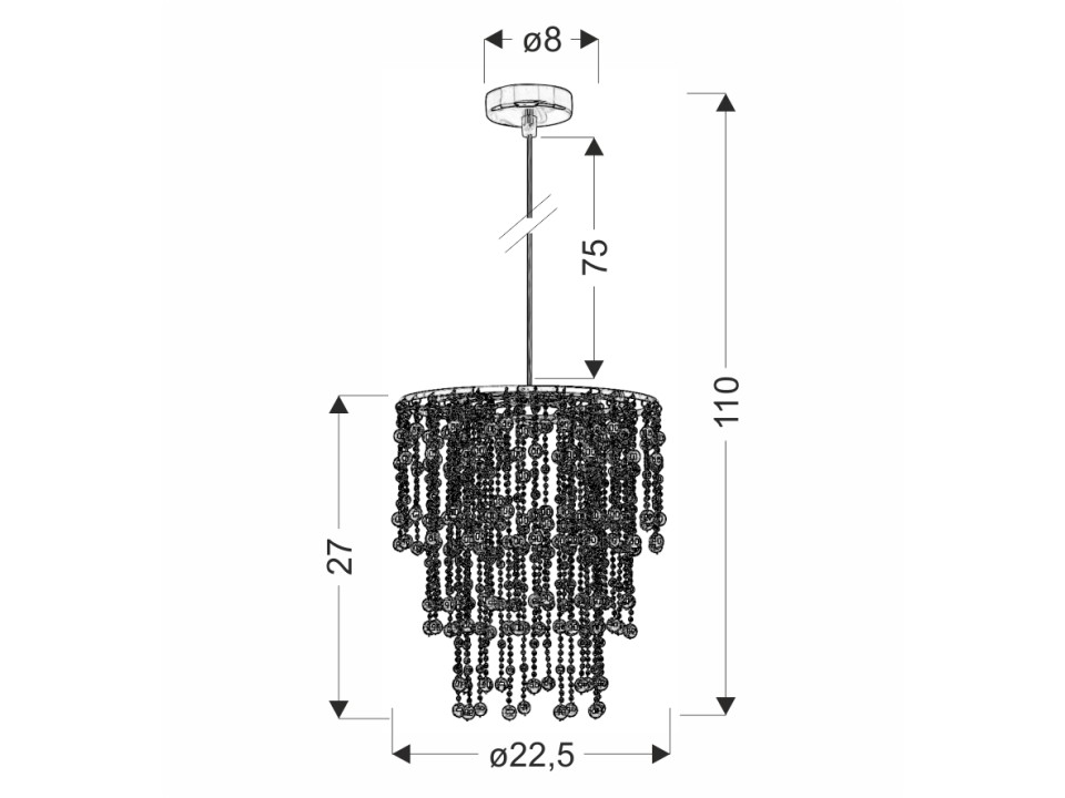 Roni Lampa Wisząca 1X60W E27 Abażur Chromowy Candellux