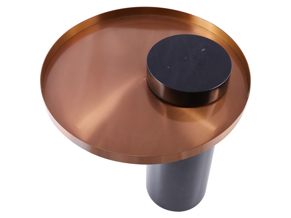 Stolik kawowy COLUMN marmurowy czarno miedziany 55 cm Step Into Design