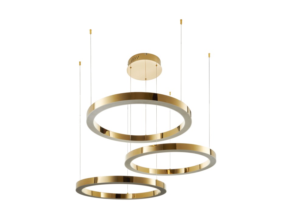 Lampa wisząca CIRCLE 60+80+100 LED złoty połysk na 1 podsufitce Step Into Design