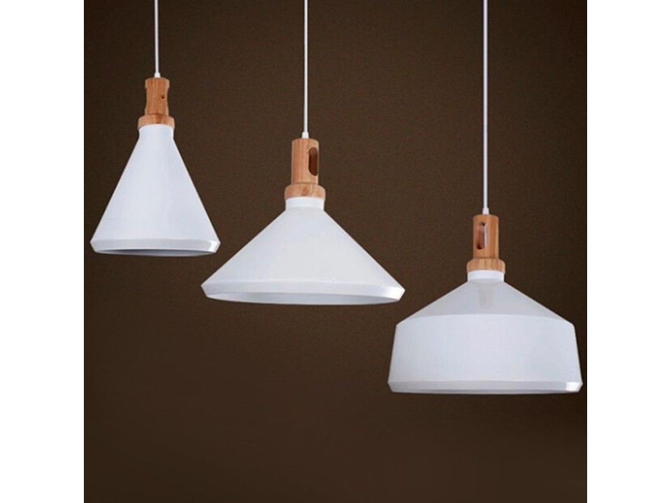 Lampa wisząca NORDIC WOODY biało-drewniana 35 cm Step Into Design