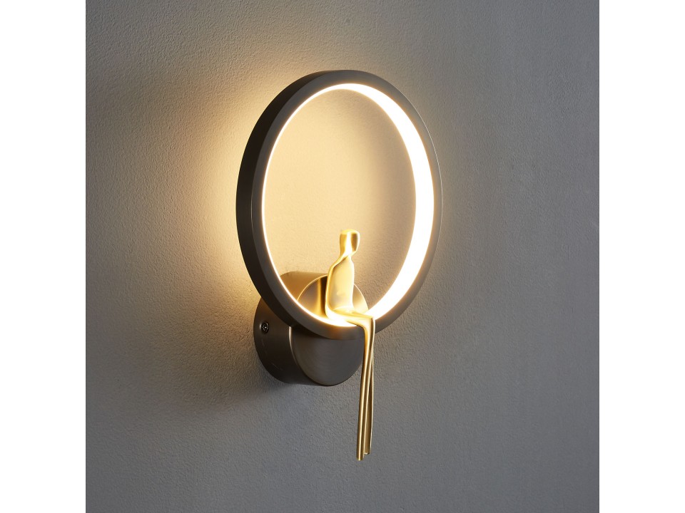 Lampa ścienna AMICI RING LED czarno złota 27 cm Step Into Design