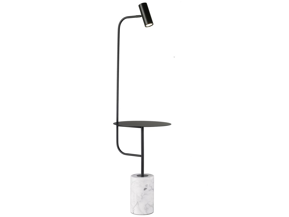 Lampa podłogowa ze stolikiem VINCENT czarna 146 cm Step Into Design