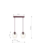 Lampa wisząca ISTAR 2 BURGUND TRANSPARENT - Emibig