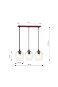 Lampa wisząca ISTAR 3 BURGUND TRANSPARENT - Emibig