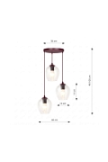 Lampa wisząca ISTAR 3PREM BURGUND TRANSPARENT - Emibig