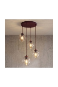 Lampa wisząca ISTAR 4PREM BURGUND TRANSPARENT - Emibig