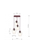 Lampa wisząca ISTAR 4PREM BURGUND TRANSPARENT - Emibig