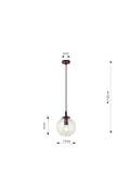 Lampa wisząca COSMO 1 BURGUNDY TRANSPARENT - Emibig