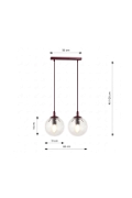 Lampa wisząca COSMO 2 BURGUNDY TRANSPARENT - Emibig