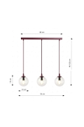 Lampa wisząca COSMO 3 BURGUNDY TRANSPARENT - Emibig