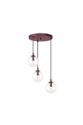 Lampa wisząca COSMO 3PREM BURGUNDY TRANSPARENT - Emibig