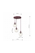 Lampa wisząca COSMO 3PREM BURGUNDY TRANSPARENT - Emibig