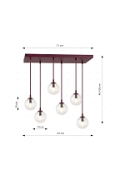 Lampa wisząca COSMO 6 BURGUNDY TRANSPARENT - Emibig