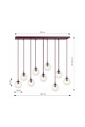 Lampa wisząca COSMO 9 BURGUNDY TRANSPARENT - Emibig
