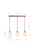 Lampa wisząca COSMO 3 BURGUNDY OPAL - Emibig
