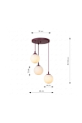Lampa wisząca COSMO 3PREM BURGUNDY OPAL - Emibig