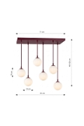 Lampa wisząca COSMO 6 BURGUNDY OPAL - Emibig