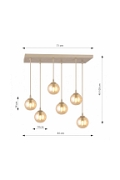Lampa wisząca COSMO 6 MOKKA AMBER - Emibig