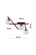 Lampa sufitowa SMART 3 BURGUNDY TRANSPARENT - Emibig