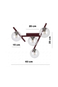 Lampa sufitowa SMART 4 BURGUNDY TRANSPARENT - Emibig