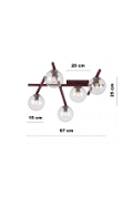 Lampa sufitowa SMART 5 BURGUNDY TRANSPARENT - Emibig