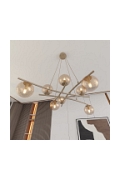 Lampa wisząca ESSA 8 MOKKA AMBER - Emibig
