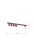 Lampa sufitowa BASTER 5 BURGUNDY TRANSPARENT - Emibig