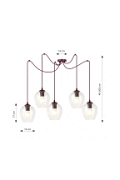 Lampa wisząca LEVEL 5 BURGUNDY TRANSPARENT - Emibig