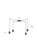 Lampa wisząca TRAKER 4 BURGUNDY - Emibig