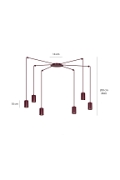 Lampa wisząca TRAKER 6 BURGUNDY - Emibig