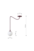 Lampa wisząca GIGI 1 BURGUNDY OPAL - Emibig