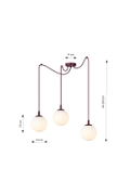 Lampa wisząca GIGI 3 BURGUNDY OPAL - Emibig
